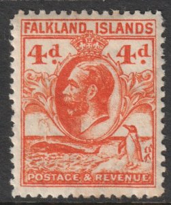 Falkland Islands Scott 58 - SG120, 1929 Whale & Penguin 4d MH*