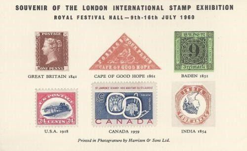 LONDON INTERNATIONAL STAMP EXHIBITION 1960 Souvenir Sheet