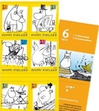 Finland  2009 Moomins Tove Jansson set of 6 stamps in booklet MNH