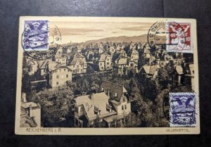 1943 Czechoslovakia Postcard Cover Reichenberg to Belgium
