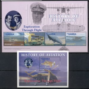 Gambia 2003 History of Aviation 2xMS MUH