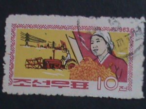 ​KOREA-1963 SC# 443  GRAIN AND FERMER- USED VERY OLD STAMP VERY FINE