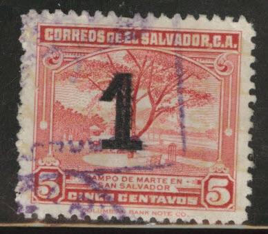 El Salvador Scott 568 Used 1938 surcharge