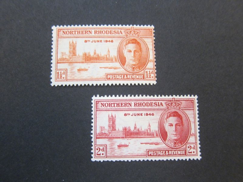 Northern Rhodesia 1946 Sc 46a-47a Perf.13.5 set MH