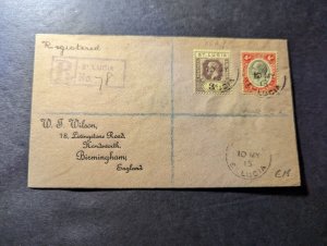 1915 Registered British St Lucia Cover to Handsworth Birmingham England