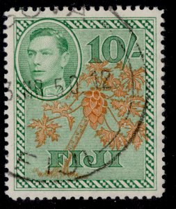 FIJI GVI SG266a, 10s orange & emerald, FINE USED. Cat £55.