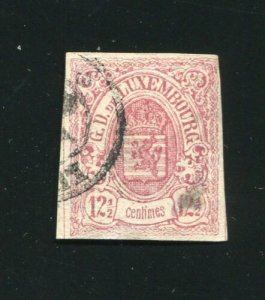 Luxembourg 8 Coat of Arms Imperf Used Stamp Thin Spot 