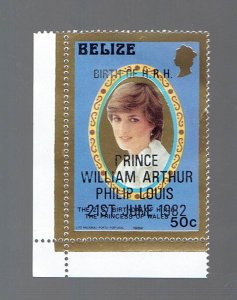 BELIZE SCOTT#631 1982 BIRTH OF PRINCE WILLIAM OF WALES - MNG/H