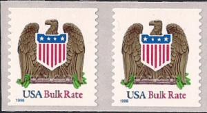 #2907 (10) cents Eagle & Shield, Coil Pair mint OG NH VF