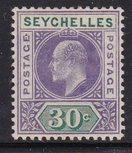 Album Treasures Seychelles Scott # 44 30c Edward VII Mint Fresh with Hinge-