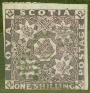 Nova Scotia 1851 1s Dp Reddish Purple SG7c Fine Used Example of this Rare Cla...