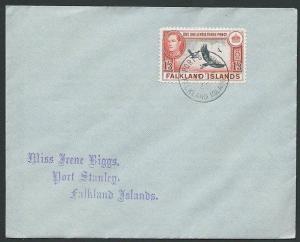 FALKLAND IS 1946 GVI 1/3d Vulture on FDC - Port Stanley cds................43915