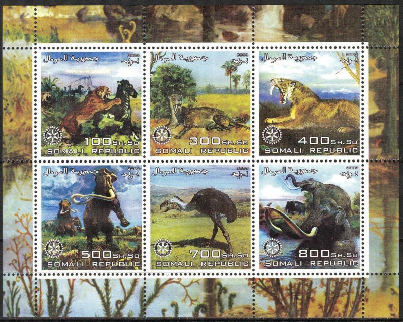 Somali 2003 Rotary Prehistory Animals Dinosaurs Sheet of 6 MNH Private