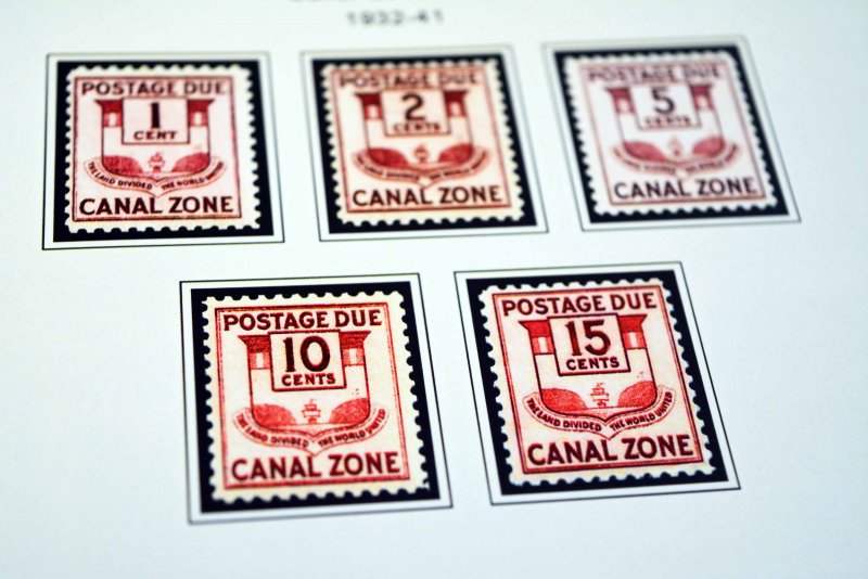 COLOR PRINTED CANAL ZONE 1904-1978 STAMP ALBUM PAGES (21 illustrated pages)