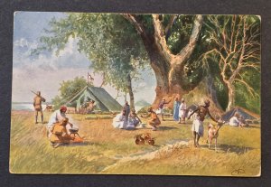 German Colonial Postcard Africa Native Village Camp Scene Tents Soldiers Pre-WWI
