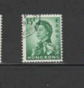 HONG KONG #205 1962 15c QEII QE II F-VF USED c