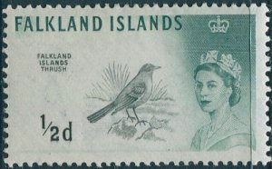 Falkland Islands 1960 SG193 ½d green Thrush QEII wmk upright MH