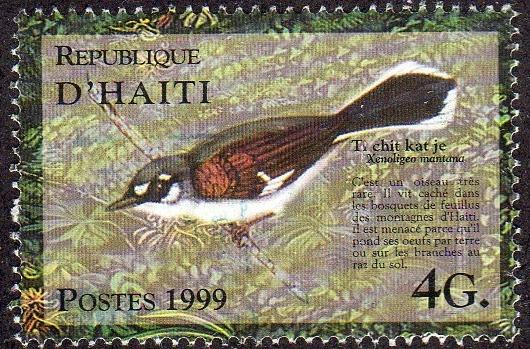 Haiti 910 - Used - 4g White-winged Warbler (1999) (cv $1.50)