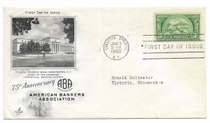 US 987 (Me-4) 3c American Bankers Assoc single on FDC Artcraft Cachet ECV $7.50