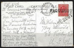 UK GB 1906 PAQUEBOT POST ABOARD STEAM SHIP CARMANIA ON POST CARD OF THE SHIP TO