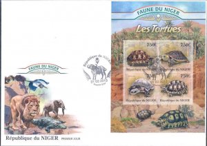 FAUNE OF NIGER 2013 TURTLES  SHEET  FIRST DAY COVER