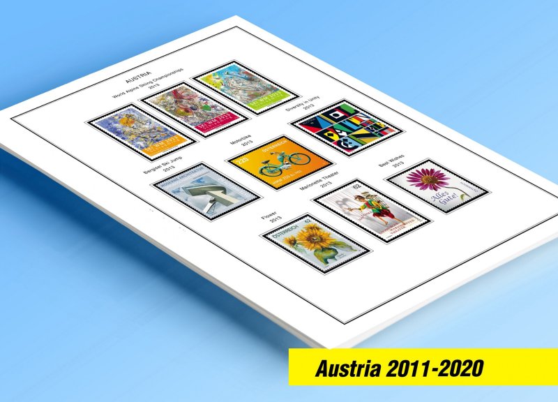 COLOR PRINTED AUSTRIA 2011-2020 STAMP ALBUM PAGES (101 illustrated pages)