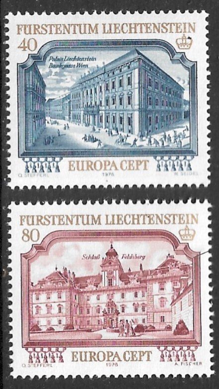 LIECHTENSTEIN 1978 EUROPA Architecture Set Sc 636-637 MNH