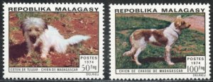Malagasy Republic Scott 512-13 MVF-XFNHOG - 1974 Dogs Issue - SCV $6.00