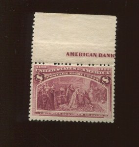 236 Columbian  Mint Top Margin Stamp NH (Bx 3736)