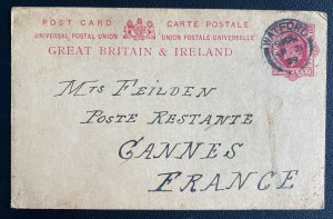 1909 Watford England Postcard Postal Stationery Cover To Cannes France