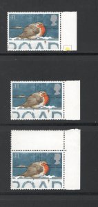 Great Britain #1637   VF, Mint NH, lot of 3 Christmas Birds ... 2481275