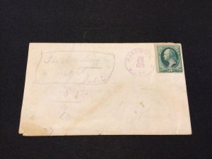 American Wild West Era Hardwick cancel Washington  3c stamp cover Ref 59088