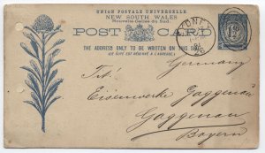 1891 New South Wales centennial 1.5d postal card Sydney to Germany [y9032]