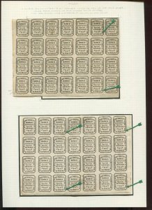 87L43 Hussy's Post New York Mint Panes of 28 Stamps w/Both Double Period Var's