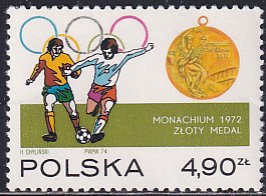 Poland 1974 Sc 2037 World Cup Soccer Championship Munich Olympic Rings Stamp MNH