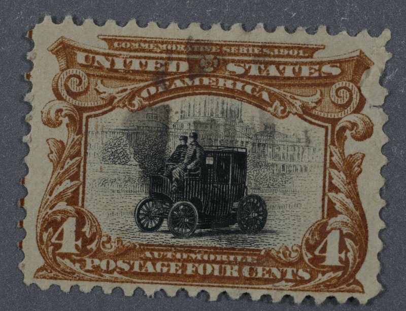 United States #296 FN/VF Used Light Cancel Guideline Left Perfs Tiny Crack/Nick