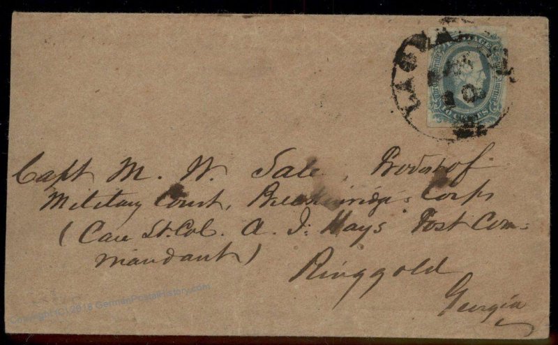 CSA #11 Civil War Confederate Cover Lagrange A Capt MW Sale Provost Ringgo 92874