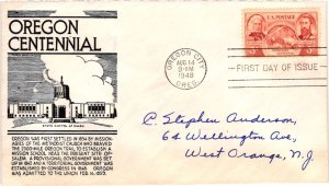 #964 Oregon Centennial – Anderson Cachet Addressed to Anderson SCand
