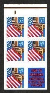 SCOTT  2921d  FLAG OVER PORCH  32¢  BOOKLET PANE OF 5  MNH  SHERWOOD STAMP