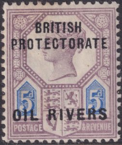 Sc# 5 Oil Rivers Niger Coast British Protectorate 1892 QV 5p MLMH CV $20.00