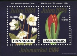 Denmark. Christmas Seal.1984. 1 Post Office,Display,Advertising Sign. Flowers