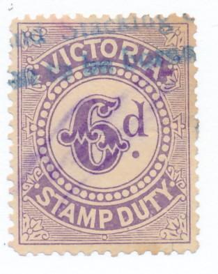 Australia, Victoria Revenue 1902,Stamp Duty, 6d Numeral used