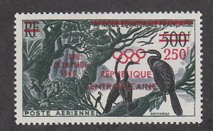 Central Africa # C4, Bird Stamp Surcharged for Olympics, Mint NH, 1/2 Cat