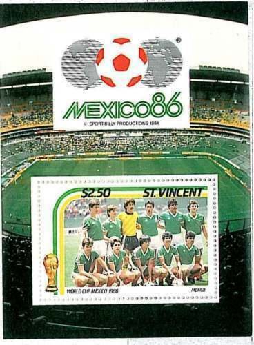 ST VINCENT - stamps: 1986 FOOTBALL World Championship Miniature sheet MEXICO-