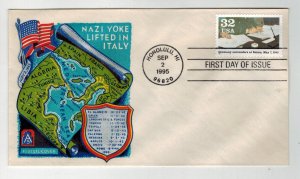 Patriotic FDC WW2 50th ANNIV. STAEHLE FLUEGEL CACHET NAZI YOKE LIFTED ON ITALY