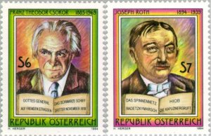 Austria 1994 MNH Stamps Scott 1660-1661 Literature Writer Roth