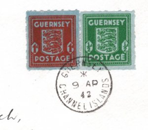 GB GUERNSEY WW2 1942 FDC 1d *BANKNOTE PAPER* Channel Islands Occupation J37a