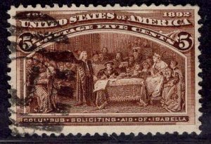 US Stamp #234 5c Columbian USED SCV $8.50