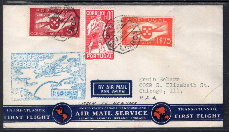 Portugal Lisbon to New York First Flight 1939 Cover