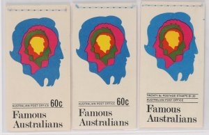 AUSTRALIA 1970 Famous Aust booklets 60c (2) & $1.20, w/o edition numbers. MNH **